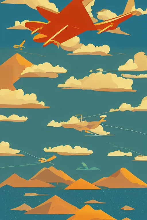 Image similar to airplane mountain water by dongkyu lim illustration vector digital art trending on artstation