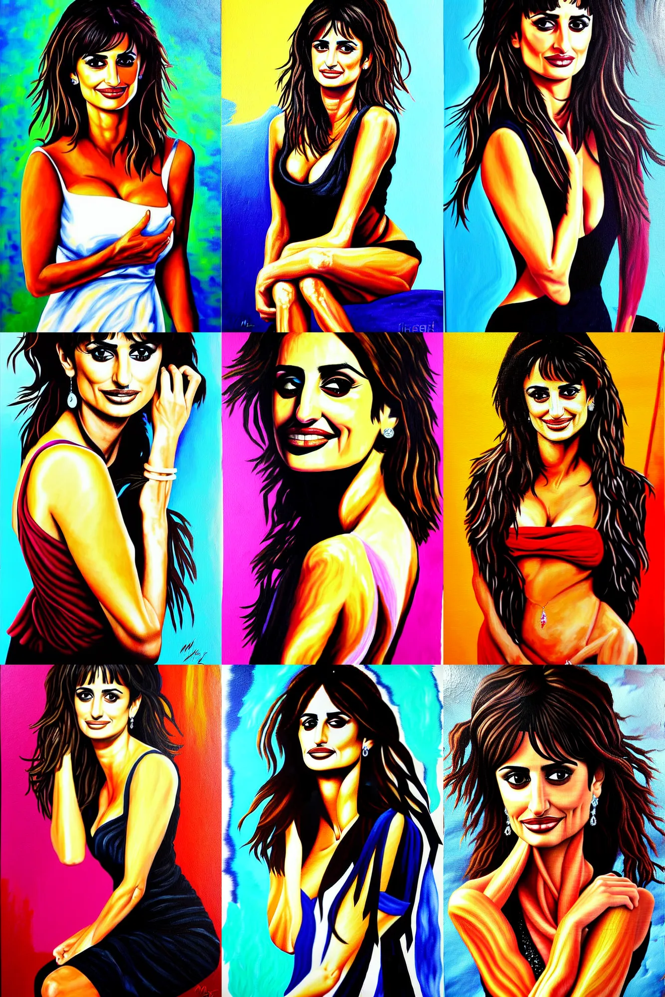 Prompt: penelope cruz painting by maher morcos