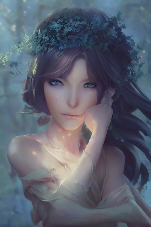 Prompt: tree goddess, full shot, atmospheric lighting, detailed face, by makoto shinkai, stanley artgerm lau, wlop, rossdraws