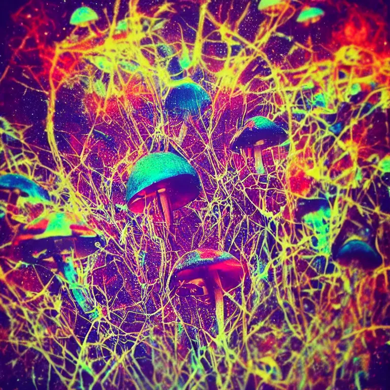 Image similar to double exposure of dally life, symbols of live, explosion, cyber mushroom city, love is the most relevant theme, love is infinity, love is begin of all, 8 k resolution, artistic mode, artistic, trending on instagram, long exposure, love art, serious, fantasy and dreams vibes, mushrooms style and macro style, colorful picture