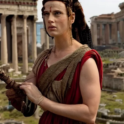 Image similar to scene from a 2 0 1 0 film set in ancient rome showing a woman