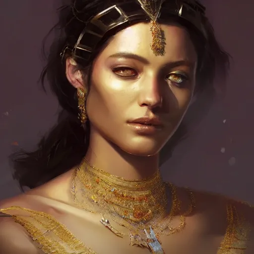 Image similar to a beautiful portrait of a jewel goddess by greg rutkowski and raymond swanland, trending on artstation, ultra realistic digital art