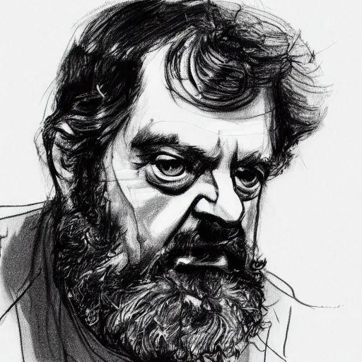 Image similar to a realistic yet scraggly portrait sketch of the side profile of a stern and sophisticated stanley kubrick, trending on artstation, intricate details, in the style of frank auerbach, in the style of sergio aragones, in the style of martin ansin, in the style of david aja, in the style of mattias adolfsson