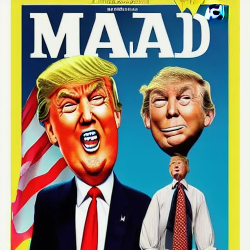 Image similar to Donald Trump on the cover of MAD MAGAZINE art stly Al Gaffee