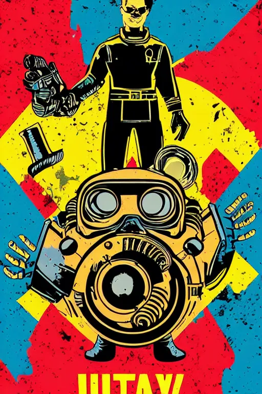 Image similar to fallout 7 6 retro futurist illustration art by butcher billy, sticker, colorful, illustration, highly detailed, simple, smooth and clean vector curves, no jagged lines, vector art, smooth andy warhol style