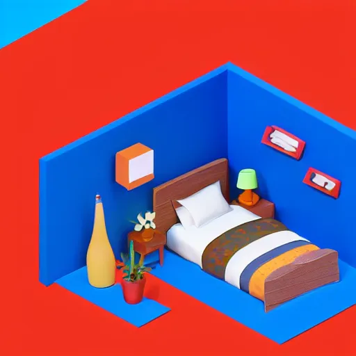 Prompt: a chubby cute room, 3 d illustration, isometric, 1 0 0 mm, studio lighting