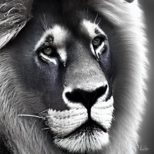 Image similar to ultra realistic photograph from a black lion