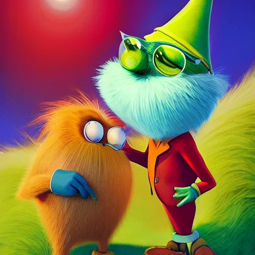 the lorax looking soulfully into the eyes of doctor | Stable Diffusion ...