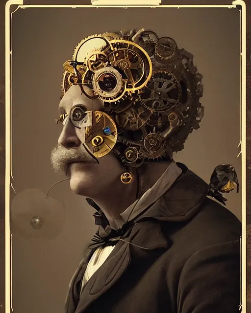 Prompt: amazing portrait of victorian man scientist, steampunk, highly detailed, intricate, ornate, symmetry, golden ratio, photorealistic, 8k, very sharp details, by rutkowski and stalenhag, modern sci-fi photo