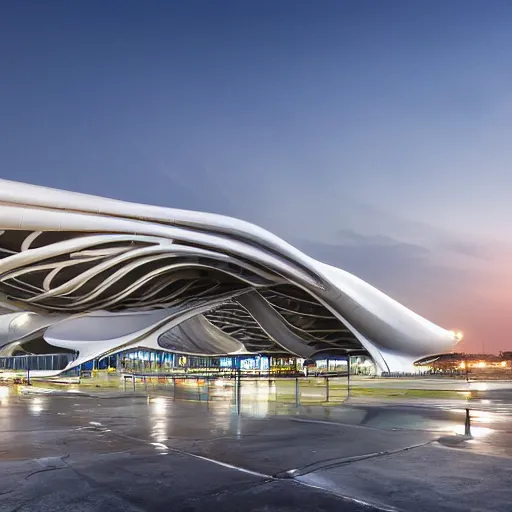 Image similar to dallas forth worth international airport designed by Zaha Hadid