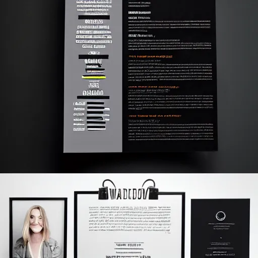 Prompt: an award - winning advertisement photo of a modern resume, drammatic lighting, sigma 5 0 mm, ƒ / 8, behance