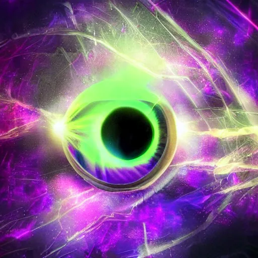 Prompt: the insulating lens wobbles with purple energy, magical sparks, dark background, digital art