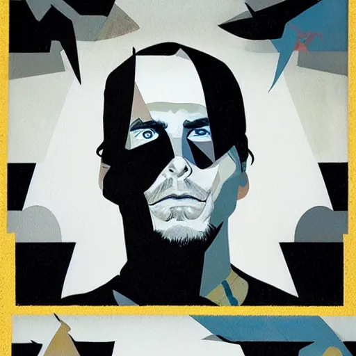 Image similar to Christian Bale Batman profile picture by Sachin Teng, asymmetrical, Organic Painting , Matte Painting, geometric shapes, hard edges, graffiti, street art:2 by Sachin Teng:4