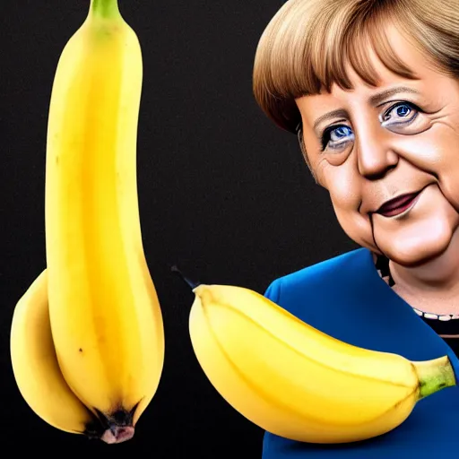 Prompt: angela merkel as a banana, caricature, 8 k photo