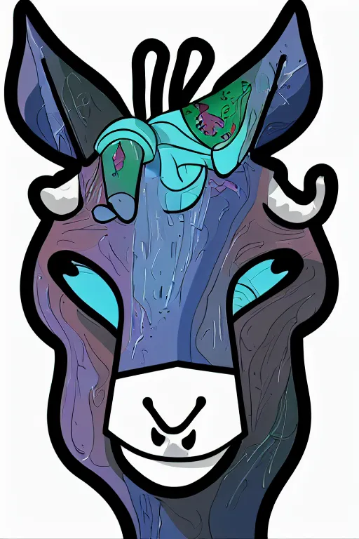 Image similar to Drug addict goat, sticker, andromorphic, colorful, illustration, highly detailed, simple, smooth and clean vector curves, no jagged lines, vector art, smooth