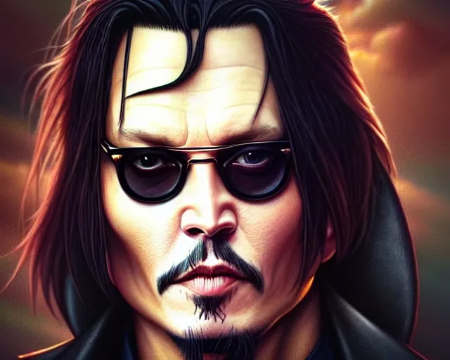 Prompt: photography of johnny depp as neo from matrix, deep focus, d & d, fantasy, intricate, elegant, highly detailed, digital painting, artstation, concept art, matte, sharp focus, illustration, hearthstone, art by artgerm and greg rutkowski and alphonse mucha