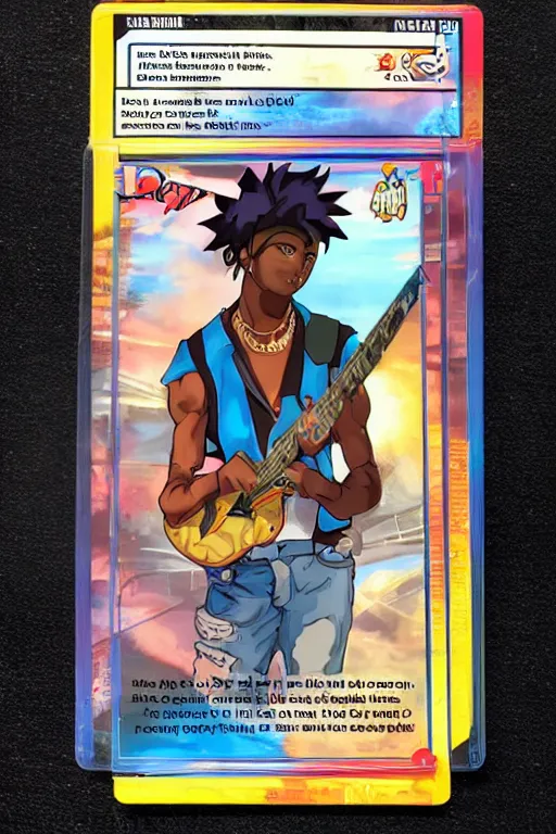 Image similar to playboi carti, pokemon card of playboi carti, highly detailed trading card screenshot