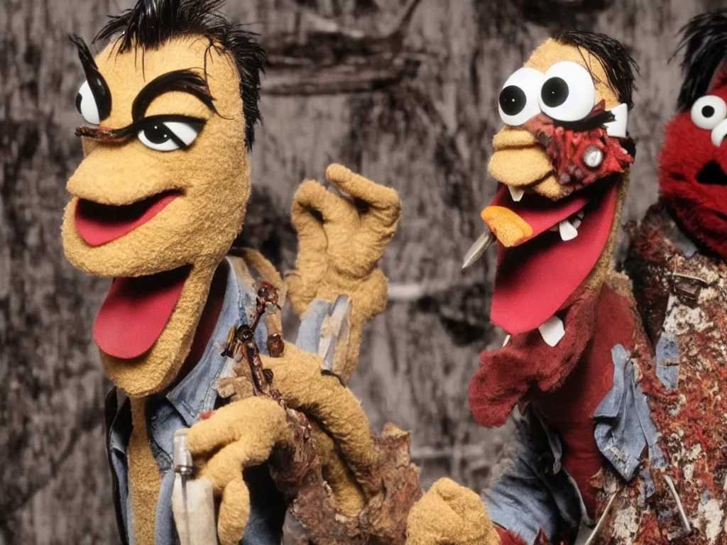 Image similar to Bruce Campbell as Ash in Evil Dead muppets