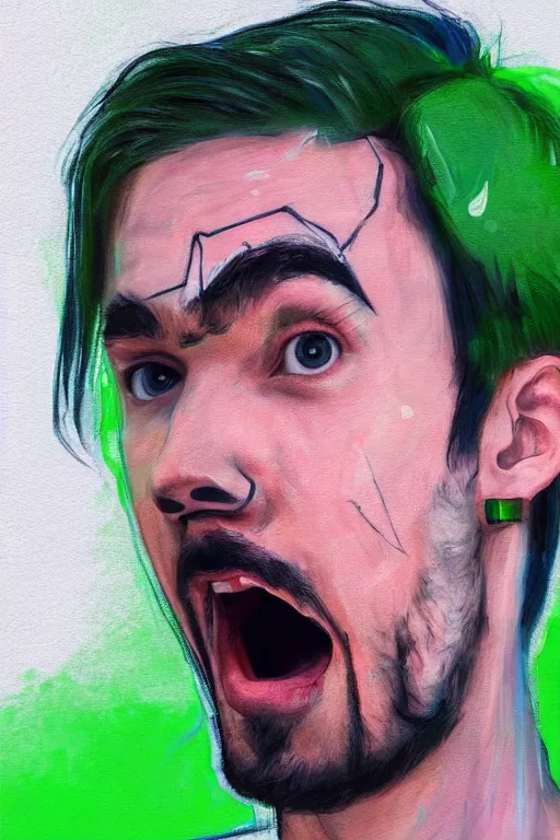 Image similar to Sean McLoughlin, jacksepticeye, irish youtuber, solo portrait, yelling really loud 🎨🖌️