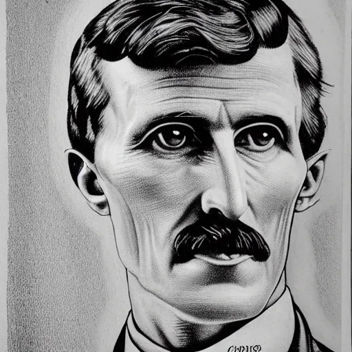 Image similar to Nikola Tesla artwork