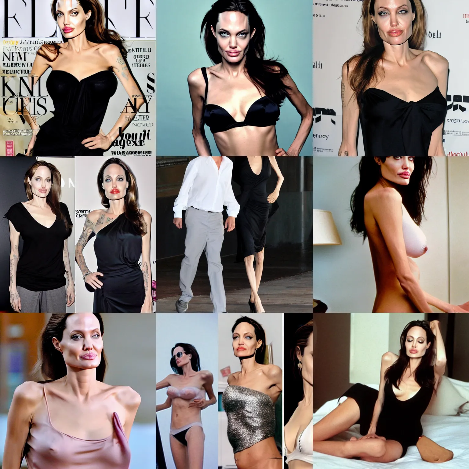 Prompt: not skinny Angelina Jolie in the bedroom