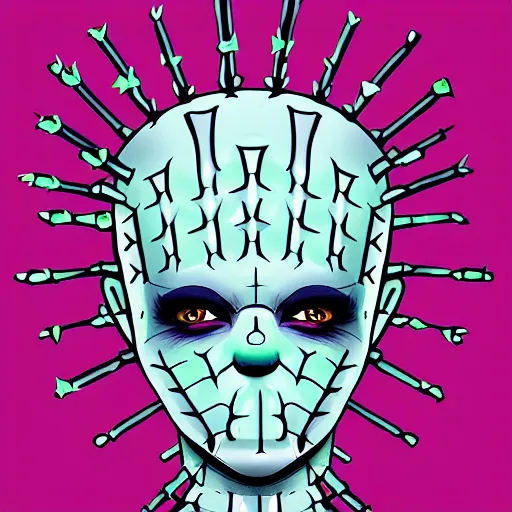 Prompt: portrait of cute Pinhead Hellraiser, summertime, kawaii, gentle lighting, digital art, concept art