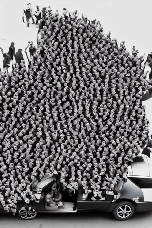 Image similar to car made of people