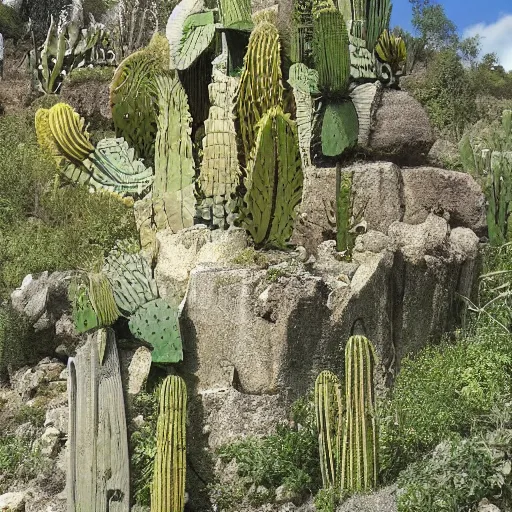 Prompt: a cactus building