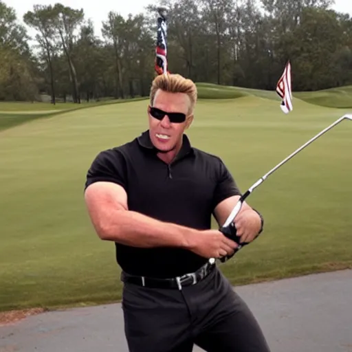 Image similar to Duke Nukem playing golf