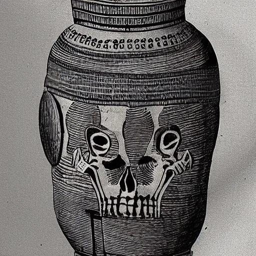 Image similar to roman jar illustrated with skeletons