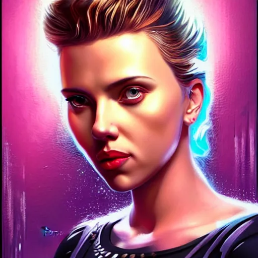 Image similar to Biopunk portrait of Scarlett Johansson, Pixar style, by Tristan Eaton Stanley Artgerm and Tom Bagshaw.