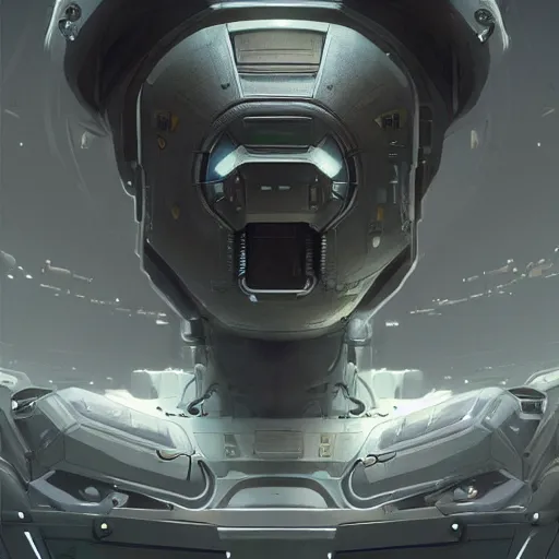 Image similar to detailed character concept art portrait of a detailed and hi - tech reconnaissance robot in an empty chamber, artstation, award - winning realistic sci - fi concept art by greg rutkowski and yoshitaka amano, in the style of moebius, flat surrealist artwork.