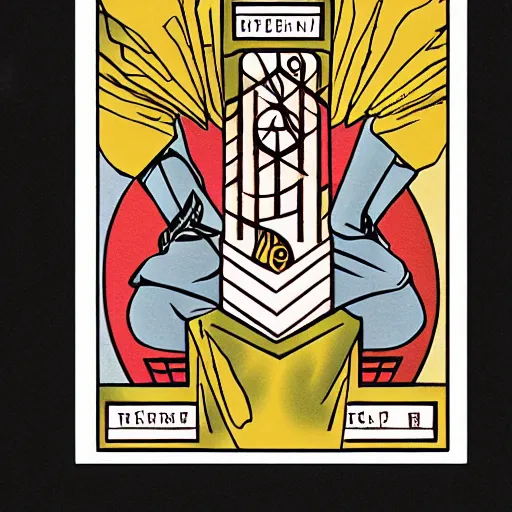 Image similar to tarot arcana illustration in the style of Sarah Gordon, Bauhaus, 1920s style