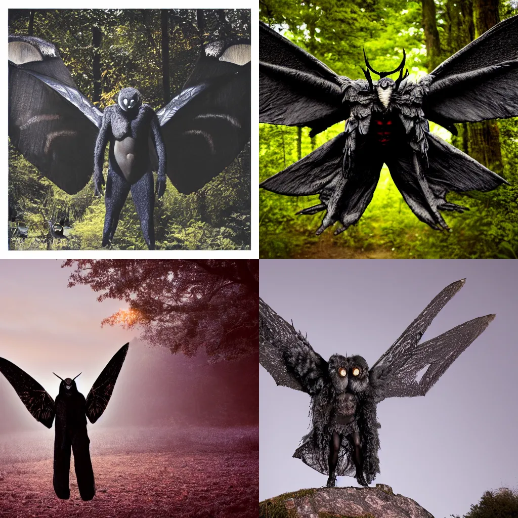 Prompt: photograph of mothman, cryptid, 8 k photography, twilight