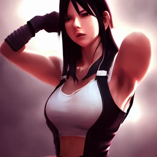 Image similar to tifa lockhart, by sakimichan, jeongseok lee, logan cure, ja mong, nick silva, trending artstation