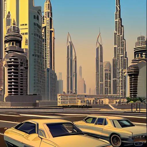 Image similar to gta : dubai, by masanori warugai