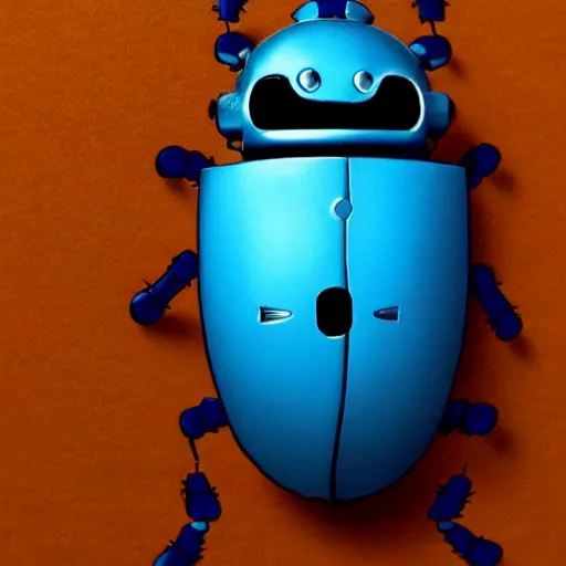 Image similar to Cute robot beetle, blue, cartoon by Studio Ghibli