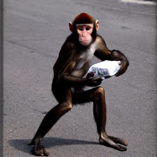 Image similar to cappuchin monkey stealing a bad bag of drugs