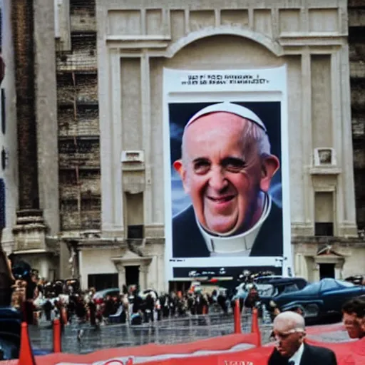 Image similar to movie frame, movie still, movie advertisement poster, the pope in the main role in saving private james ryan