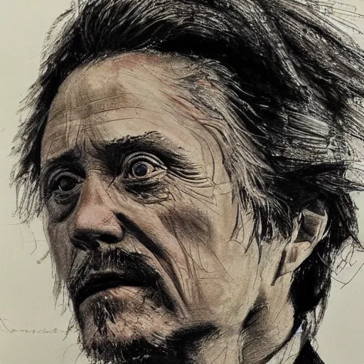 Image similar to a realistic yet scraggly portrait sketch of the side profile of a stern and sophisticated christopher walken, trending on artstation, intricate details, in the style of frank auerbach, in the style of sergio aragones, in the style of martin ansin, in the style of david aja, in the style of mattias adolfsson