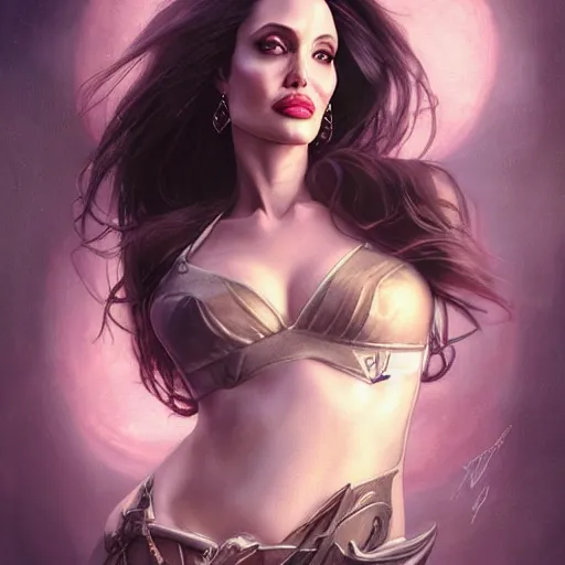 Image similar to a portrait of angelina jolie as a league of legends character, by tom bagshaw