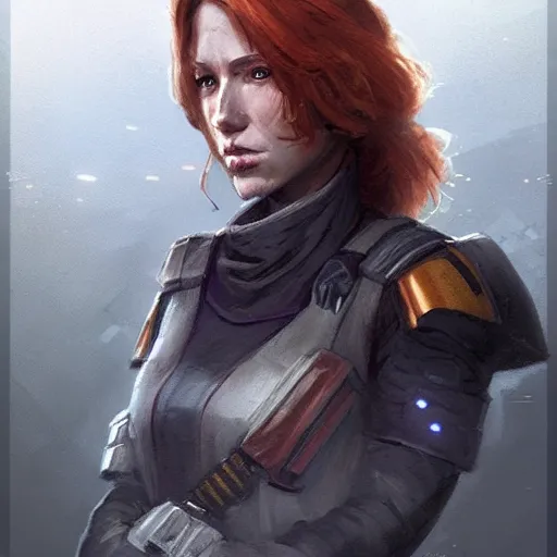 Image similar to portrait of a woman by greg rutkowski, a jedi commander, mara jade, wearing the tactical gear of the galactic alliance, star wars expanded universe, she is about 4 0 years old, highly detailed portrait, digital painting, artstation, concept art, smooth, sharp foccus ilustration, artstation hq