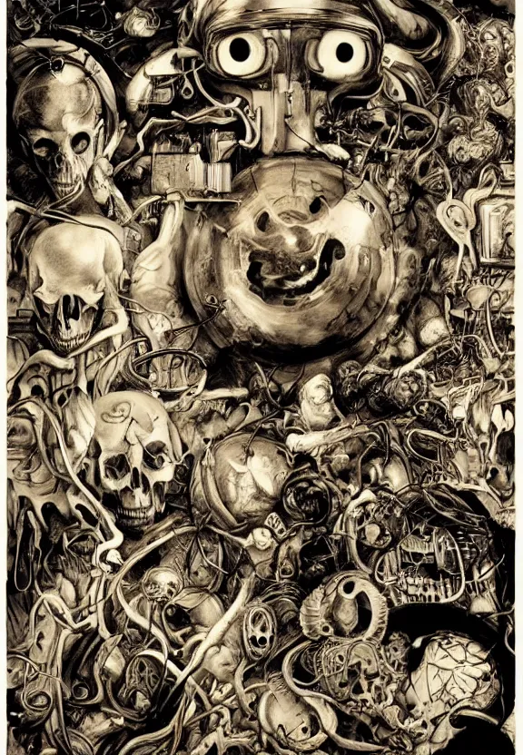 Image similar to simplicity, elegance, medical machinery, cameras lenses, animal skulls, radiating, minimalist environment, by ryan stegman and hr giger and esao andrews and maria sibylla merian eugene delacroix, gustave dore, thomas moran, the movie the thing, pop art, street art, graffiti, saturated, in the style of dc comics