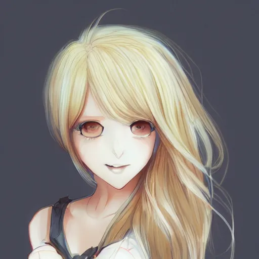 Prompt: a blond girl drawn by firolian of pixiv