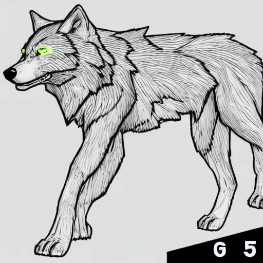 Image similar to wolf template base lineart, full-body view, simple, no color, coloring book style, high quality, HD, 8K