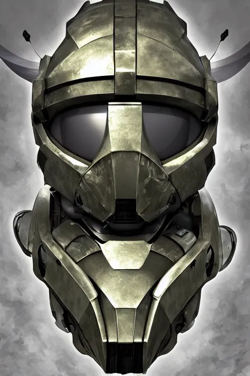 Image similar to robot ninja mask helmet halo master chief radiating a glowing aura global illumination ray tracing hdr fanart arstation by ian pesty and katarzyna da „ bek - chmiel