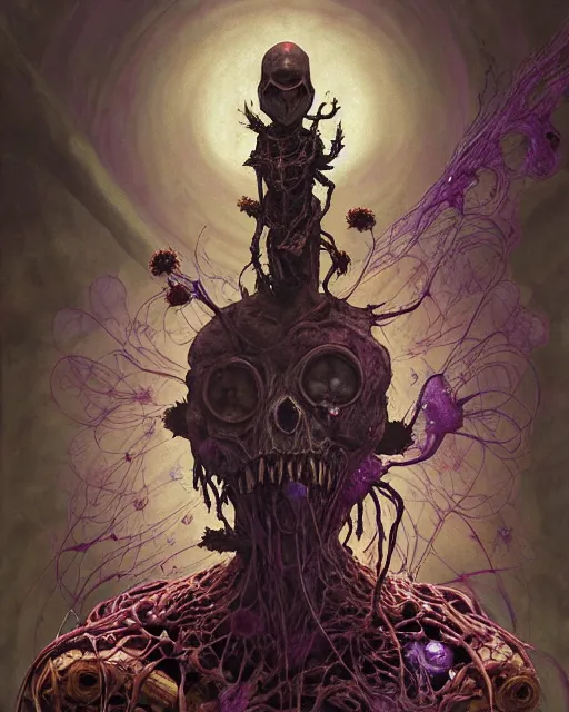 Prompt: the platonic ideal of flowers, rotting, insects and praying of cletus kasady carnage thanos davinci dementor wild hunt chtulu mandala spirited away doctor manhattan bioshock, fantasy, ego death, decay, dmt, psilocybin, concept art by randy vargas and greg rutkowski and zdzisław beksinski