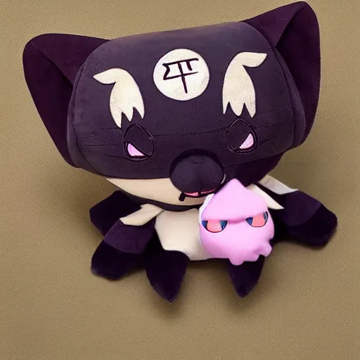 Image similar to cute fumo plush of a devout cat girl from a secret cult, the order of the burning shadow, studio lighting, chaotic evil