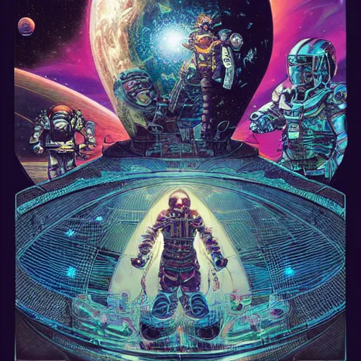 Prompt: portrait of crazy interstellar explorer, symmetrical, by yoichi hatakenaka, masamune shirow, josan gonzales and dan mumford, ayami kojima, takato yamamoto, barclay shaw, karol bak, yukito kishiro