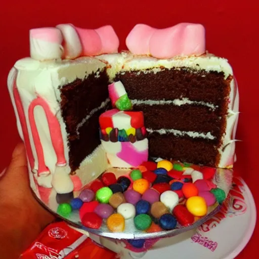 Image similar to What's inside a girl besides candy nad cake?